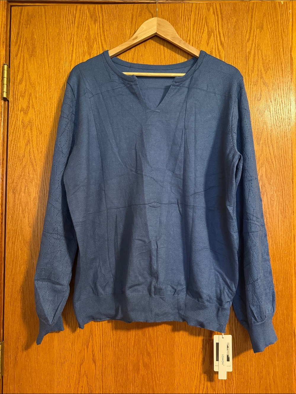 Women's Blue V-Neck Sweater - Lightweight Knit Pullover